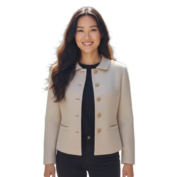 Petite Sophisticate Blazer Textured Button Front Career Jacket Size 12 Quiet Lux - Picture 1 of 11